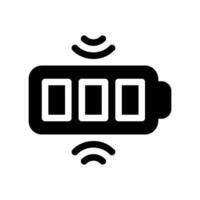 Battery icon indicating full charge level and wireless charging capability vector