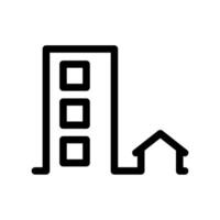 Icon Showing Tall Building Structure Adjacent to a Small House vector
