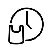 Plastic Bag Icon Positioned Next to Clock Representing Time Related Waste vector