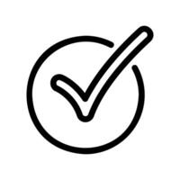 Checkmark symbol enclosed within a circle indicating approval or completion vector