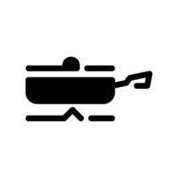 Frying Pan with Lid Cooking on a Gas Burner Flame Icon in Black vector