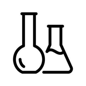 Icon showing two different types of laboratory flasks, round bottom and conical shaped vector