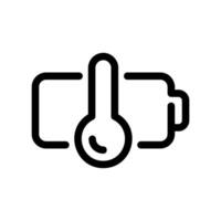 Horizontal battery icon combined with a thermometer symbol indicating temperature status check vector