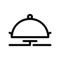 Outline Icon of a Domed Serving Cover or Cloche on Platter Base vector