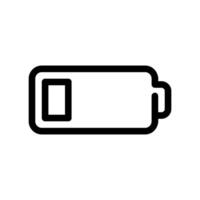 Low battery warning icon with only one bar remaining indicating minimal charge level vector