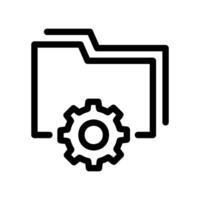 File folder icon combined with a gear indicating directory settings or properties vector