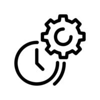 Combination icon showing a clock face merging with a gear mechanism vector
