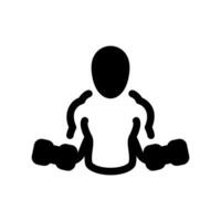 Abstract Figure Performing Dumbbell Curls Exercise Icon Silhouette vector