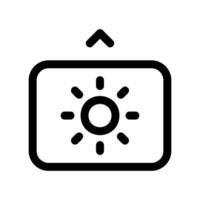 Increase Brightness Control Outline Icon with Sun and Up Arrow vector