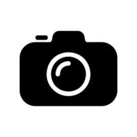 Monochromatic Digital Camera Icon with Lens and Flash Silhouette vector