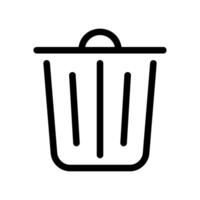 Outline icon of a common household trash can or office wastepaper bin with lid handle vector