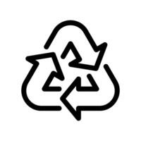 Universal recycling symbol with three chasing arrows indicating material reprocessing cycle vector