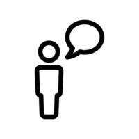 Person Icon with Speech Bubble Indicating Communication or Dialogue Idea vector