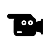 Quirky Black Camera Icon with Cartoon Eyes Facing Forward vector
