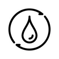 Water drop icon surrounded by circular arrows symbolizing water recycling or purification cycle vector