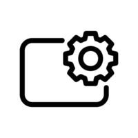 Settings Outline Icon with Gear Symbol Inside Rectangle Frame vector