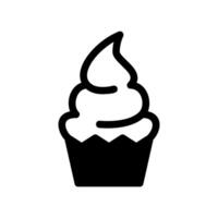 Silhouette icon of a cupcake with swirled frosting or soft serve ice cream dessert treat vector