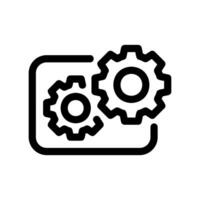 Configuration Settings Outline Icon with Two Interlocking Gears vector