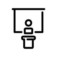 Presenter Icon with Figure at Podium and Blank Projection Screen Behind vector