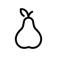 Simple Outline Icon of a Pear Fruit with Stem and Small Leaf Intact vector
