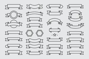 Collection Of Simple Ribbon Banner Designs In Outline Style Illustration vector