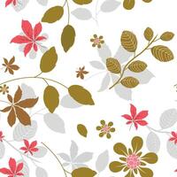Watercolor pattern with vintage leaves. Beautiful botanical print with colorful foliage for decorative design. Bright spring or summer background. white black tree branch leaves drawing plant vector