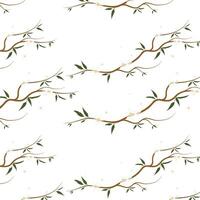 pattern with vintage leaves. Beautiful botanical print with colorful foliage for decorative design. Bright spring or summer background. white black tree branch leaves drawing plant. vector