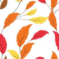 Beautiful background of green leaves. Seamless leaves pattern. Tropical leaf pattern background illustration. Fall pattern with autumn seasonal leaves vector