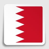 Bahrain flag icon on paper square sticker with shadow. Button for mobile application or web. image vector