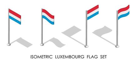 isometric flag of LUXEMBOURG in static position and in motion on flagpole. 3d image vector