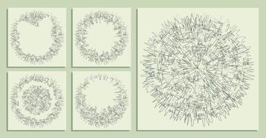 abstract round backgrounds of small hand drawn chaotic lines curves. Random children doodles of scribbles. Isolated image vector