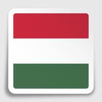 HUNGARY flag icon on paper square sticker with shadow. Button for mobile application or web. image vector