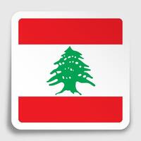 LEBANON flag icon on paper square sticker with shadow. Button for mobile application or web. image vector