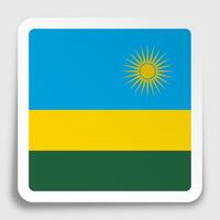 RWANDA flag icon on paper square sticker with shadow. Button for mobile application or web. image vector