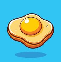 Cartoon Sunny Side Up Fried Egg With Shadow On Blue Background vector