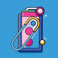 Colorful Illustrated Kit With Safety Pin And Colorful Elements On Blue Background vector