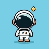 Cute Cartoon Astronaut Floating In Space With Sparkling Star Illustration vector
