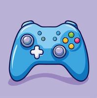 Modern Cartoon Style Blue Game Controller On Pale Violet Background vector