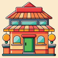 Cartoon Storefront Illustration Two Story Building Colorful Design Architecture And Details vector