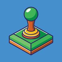 Isometric Joystick Illustration Of Vintage Arcade Game Controller On Blue Background vector