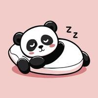 Sleeping Panda Cartoon Character On Pillow Illustration Kawaii Style vector