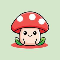 Cute Mushroom Cartoon Character With Red Cap And Cheerful Expression Isolated vector