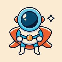 Adorable Cartoon Astronaut Character Design With Space Suit And Cape vector