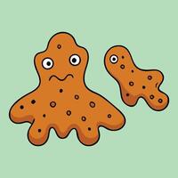 Funny Cartoon Amoeba Illustration With Googly Eyes On A Light Green Background vector