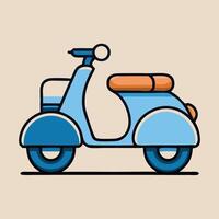 Cute Cartoon Scooter Illustration In Blue And Orange On Cream Background vector