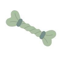 Cute green dog chew bone with twisted texture. Flat cartoon style illustration. vector