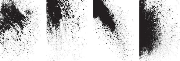 Grunge Ink Splatter Texture Set, High Contrast Spray and Drip Overlays vector