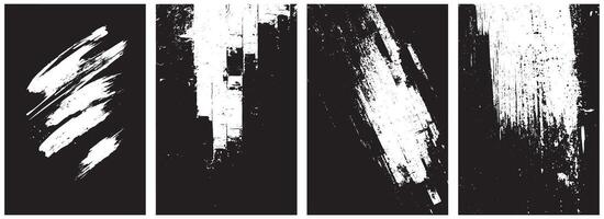 Abstract Grunge Brush Stroke and Distressed Texture Set in Black and White vector