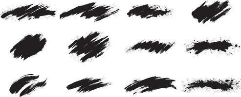 Black Grunge Brush Stroke and Ink Splatter Set, Abstract Hand Drawn Texture Elements for Creative Design and Art Projects vector