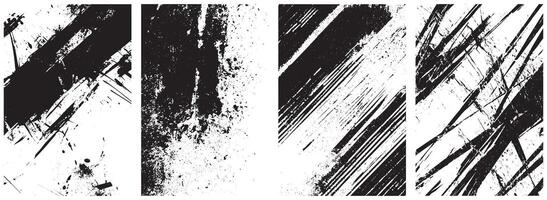 Grunge Brush Stroke Texture Pack, High Contrast Abstract Scrapes, Splatter, and Smudge Overlays vector